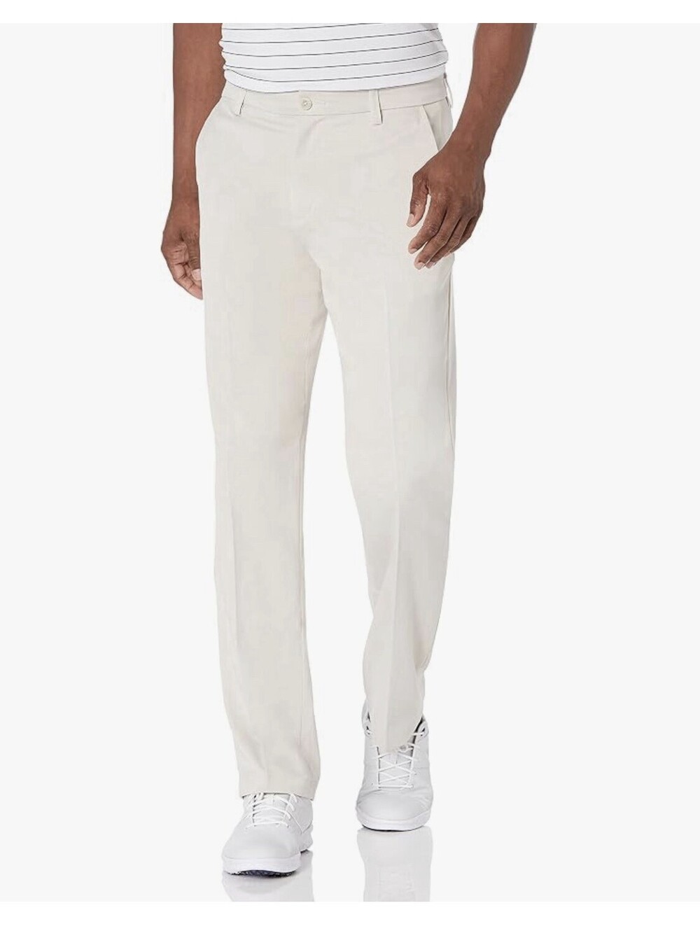 Amazon Essentials Mens Classic Fit Stretch Golf Pants Stone 44Wx32L Wicking NEW